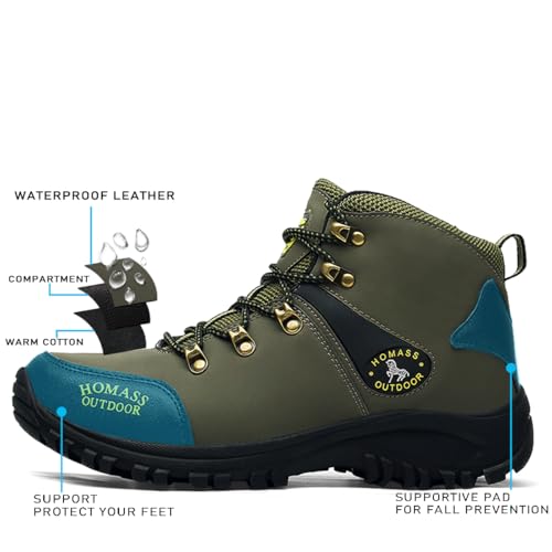Men's work boots Waterproof Hiking Boots,thermal Leather Ankle Snow Boots for Outdoor Climbing, Trekking, Backpacking, and Trekking2
