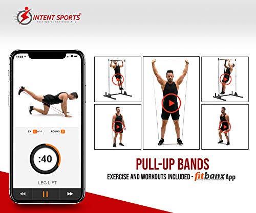 Intent Sports Pull Up Assist 5 Bands Set – Assistance And Resistance Bands For Pull-Up, Fitness, Body Stretching, Mobility Work, Powerlifting, Weightlifting, Exercises - Heavy Duty - Ebook! #TOP2