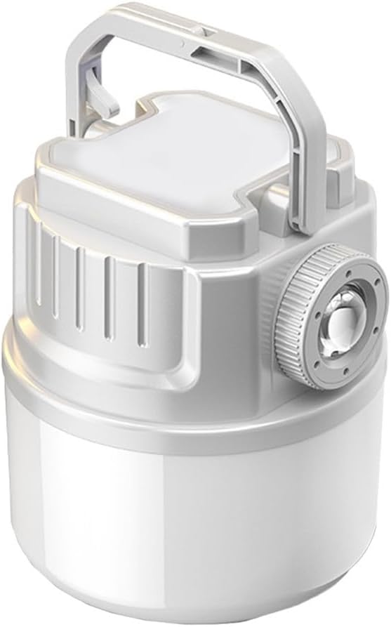 Solar Camping Lantern with USB Charging, 4 Modes Zoomable LED Light, Dual Battery Powered Hanging Lamp Outdoor Hiking, White(C50 white)