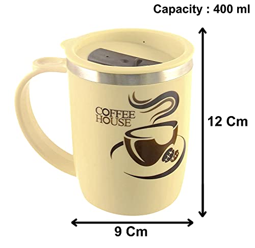 Image of Kuber Industries Insulated BPA Free Plastic Coffee Mug with Lid Pack of 2 (Coffee)