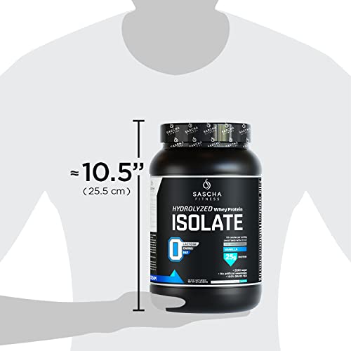 SASCHA FITNESS Hydrolyzed Whey Protein Isolate,100% Grass-Fed (2 Pounds, Vanilla)