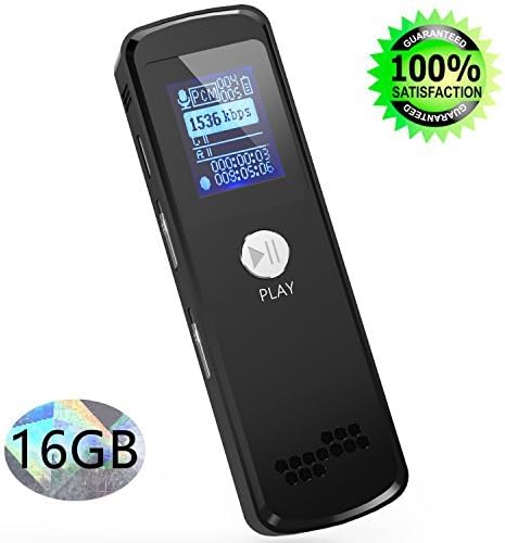 Digital Voice Recorder, Sungluber 16GB Sound Audio Recorder Dictaphone for Lectures Meetings, USB, Rechargeable, Voice Activated, Double Microphone, Metal Casing