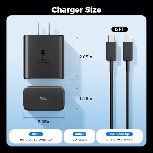 45W USB C Fast Charger 2-Pack,Type C Fast Charging Block with 6Ft Cable - image 7