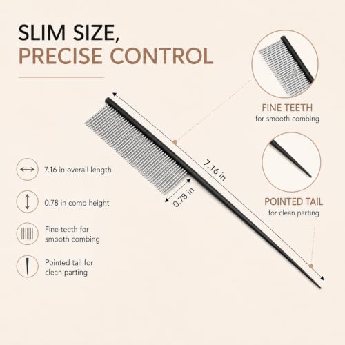 Peine de acero inoxidable para peinar y dividir cabello miniatura 6