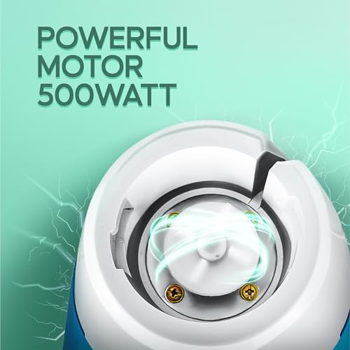 Image of Longway Mixer Grinder with Kwid 1100W Dry Iron | 500 Watt Powerful Motor | 3 Jars for Grinding, Mixing, Juicing | 2 Year Warranty (White & Blue)