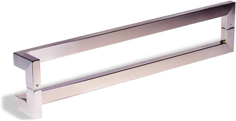 32 Inch Modern Stainless Steel Door Handle Pulls Brushed Satin Nickel Finish, Push Pull Door Handles for Wood Glass Metal Single or Double Doors Shower Doors Barn Pulls, Square Rectangular Shaped Bar