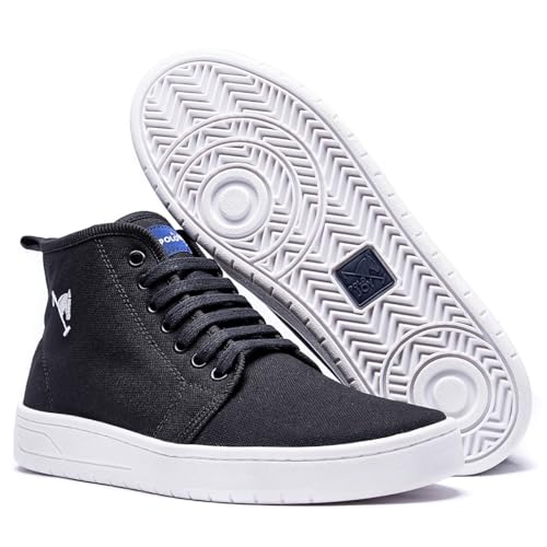 Tênis Sapatênis Botinha Cano Alto Masculino Confortavel Polo Joy (Preto/Branco,