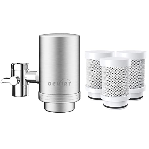 Oemiry Om-Wf01 Faucet Water Filter & Om-Wf01 Replacement Filters, Reduces 99.99% Lead, Chlorine, Heavy Metals, Bad Taste & Odor (4 Filters Included) #TOP4