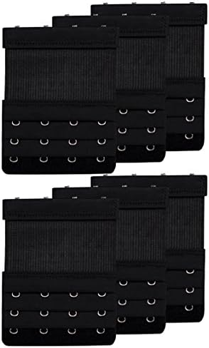 Women Bras Strap Extension Elastic Bra Extender 4 Hook for Plus Size Black 6pcs