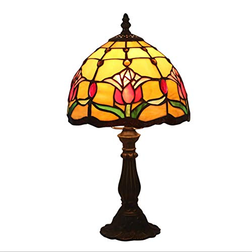 8 '' Tiffany Style Lámpara De Mesa Estilo Retro Europeo Dormitorio Lámpara...