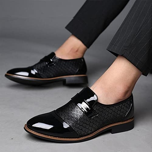 Hbeylia Men's Prince Classic Modern Formal Oxford Wingtip Dress Shoes Fashion Leather Slip On Pointed Toe Formal Business Shoes Tuxedo Modern Derby Shoes For Men Business Office Work Wedding3