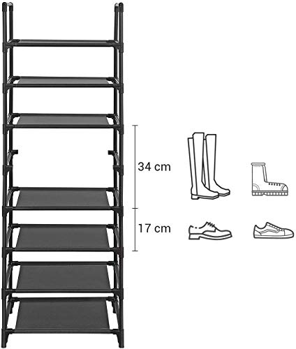 UrMsun 8 Tiers Shoe Rack 16-20 works Sturdy Shoe Shelf Non-woven Fabric Shoe Tower Organizer Cabinet Black Tall Narrow Shoe Rack (8 tiers) - Image 4