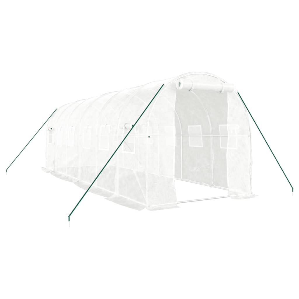 vidaXL Invernadero con Estructura de Acero, Invernáculo con Ventanas Puerta, Túnel de Cultivo, Vivero para Plantas, Blanco 12 m² 6x2x2 m
