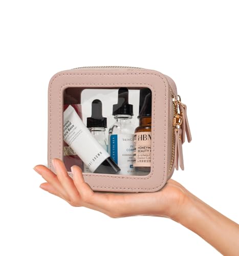 Image of Small Clear Makeup Bag for Purse,Cute Travel Cosmetic Case Bag(Mini Nude)