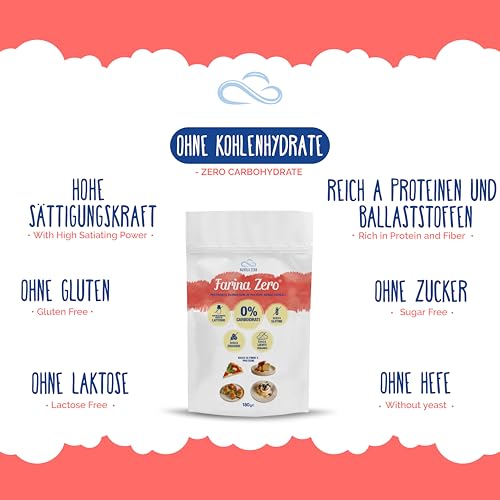 Nuvola Zero - Farina Zero Glutenfreies, geeignet für Pasta, Pizza, Gebäck, glutenfreies Protein Brot, Proteinmehl ohne Kohlenhydrate, laktosefrei, ohne Zucker Lebensmittel, 3 Stück pro Packung, 180g.