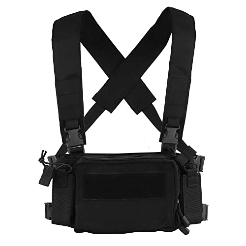 Huenco Huenco Camouflage Tactical Vest Airsoft Ammo Chest Rig 5.56 9Mm Magazine Carrier Combat Tactical Military, Bk, Medium-Large #TOP30