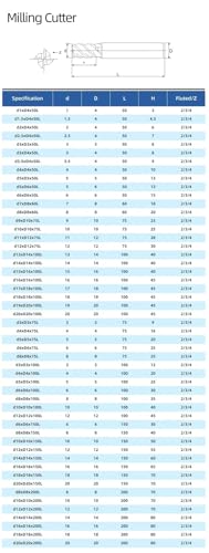 Fraise en carbure HRC65 2 flûtes plate D10 pour acier