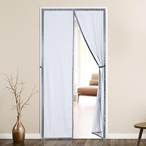 Magnetic Thermal Insulated Door Curtain,Upgraded-Fabric Durable Door Curtains,Self-Closing Privacy Temporary Door Insulation Curtains,Keep Draft Out &Keep Cool Summer, Insulated Door Screen Curtains
