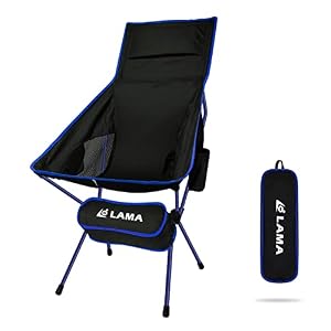 LAMA Camping Chair High Back Folding Chair Folding Fishing Chair Compact Beach Chair Ultralight Folding Chair Outdoor Chair with Carry Bag for Camping Tents Picnic Hiking Sunbathing Blue