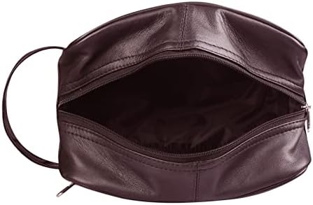 RAS WALLETS Mens Womens Genuine Leather Hanging Travel Overnight Wash Gym Toiletry Shaving Cosmatic Case Bag 3540 (Brown)