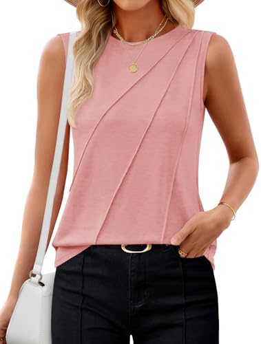 ZESICA Women’s Summer Pleated Tank Top Sleeveless Crewneck Business Casual Loose Tops Shirts 2025 Fashion Clothes Outfits ZESICA Women’s Summer Pleated Tank Top Sleeveless Crewneck Business Casual Loose Tops Shirts 2025 Fashion Clothes Outfits