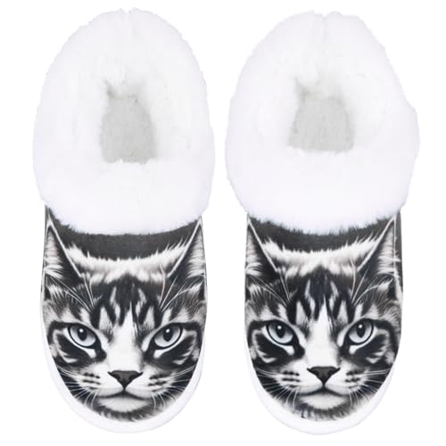 Slippers for Women Cat Memory Foam House Slippers Comfy Non-slip Bedroom Shoes for Indoor Outdoor