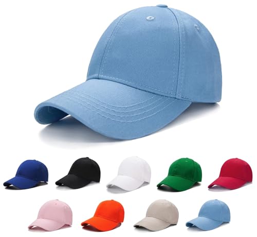 Edoneery Baseball Cap for Kids-Adjustable Washed Cotton Golf Toddler Hat for Boys & Girls Blue