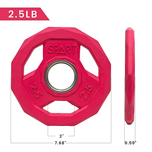 Image of SPART Color Coded Weight Plate 2-Inch Rubber Coated Olympic Grip Plate for Barbell, Solid Cast Iron Weight Plates for Strength Training, Weightlifting, Crossfit, Home Gym, 2.5LB /5LB /10LB /25LB /35LB /45LB, Pair