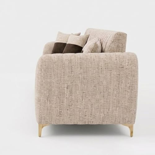 Image of CASASTYLE Signature Velour 3 Seater Sofa Set | Boucle Weave Fabric | 40D Foam + Zigzag Spring | 3-Yr Warranty (Sandstone Beige) | Modern Living Luxury Sofa Set for Home, Office & Hotel Spaces