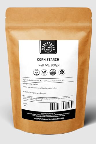 Premium Natural Corn Starch | Non-GMO | Fine Thickening Powder for Cooking & Baking | Packed in Resealable Kraft Paper Pouch | Eco-Friendly | Vegan & Vegetarian Friendly (200g)