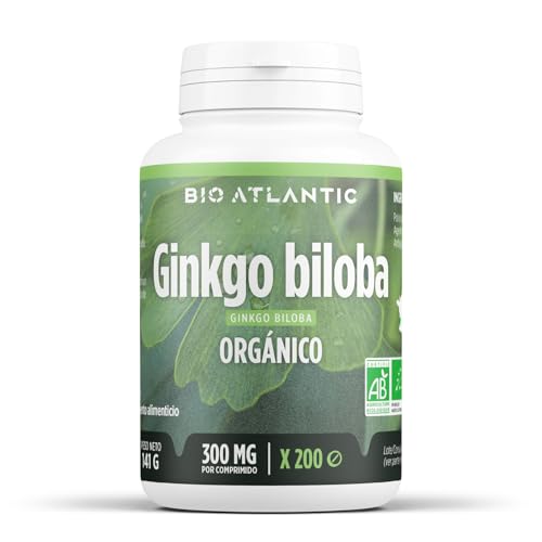 ✿ Ginkgo Biloba Orgánico   900 mg por dosis diaria   200 comprimidos   Alta Concentración, Formato Ahorro, Premium y Vegetal