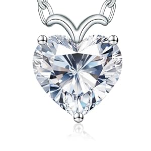 ForeverLove Heart Moissanite Necklaces for Women, 4 or 2 Carats D Color VVS1 Heartshap Moissanite, Silver Pendant Jewelry ,Romantic Gifts for Woman, Wife, Girlfriend, Daughter, Mom, Grandma, Classmates, On Birthday, Anniversary, Engagement, Wedding ,Graduation, Christmas, Valentine Day, Present for Her