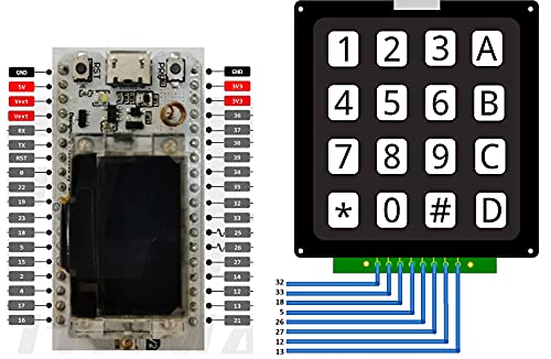 Image of 4x4 Matrix Membrane Keypad 16 Key Module Array Switch | DIYmalls 4x4 Matrix Membrane Keypad 16 Key Keyboard Module Array Switch for Arduino ESP32 Development Board