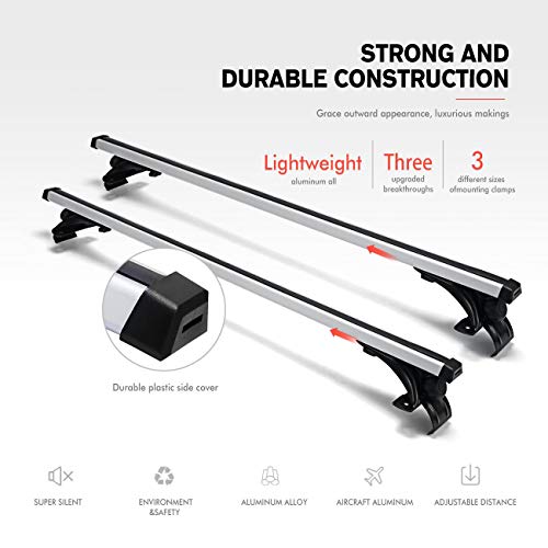 AUXMART Universal Roof Rack Adjustable 48" Cross Bars Aluminum Cargo