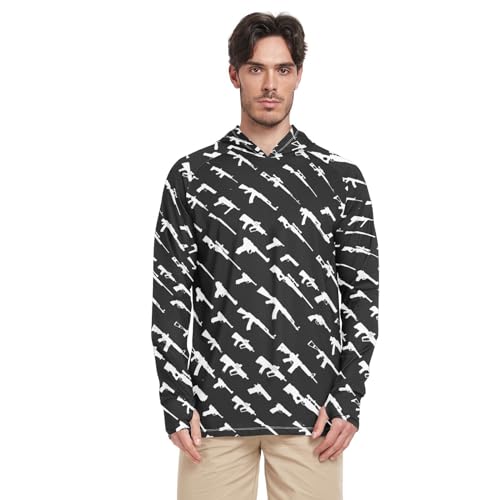 Rogue Status Gun Men's UPF 50+ Sun Protection Hoodie Shirt with Long Sleeve SPF Fishing Outdoor UV Protection Lightweight Shirts