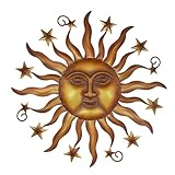 LIFFY 24' Sun Metal Wall Art Outdoor Decor - 3D Sun Face Metal Wall Sculpture - Hanging Decoration Gift Ideal for Home Accent, Bedroom, Garden, Patio, Farmhouse - Lively and Vibrant