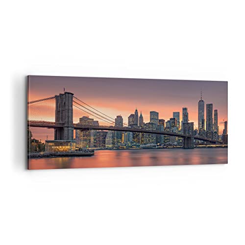 Lienzos decorativos 100x40cm Cuadro Sobre Lienzo Moderno Nuevo york puente noche Grande Dormitorio Cocina Cuadros Pared Imágenes Cuadros Decoracion Salon Wall Art Prints Decor Canvas AB100x40-4048
