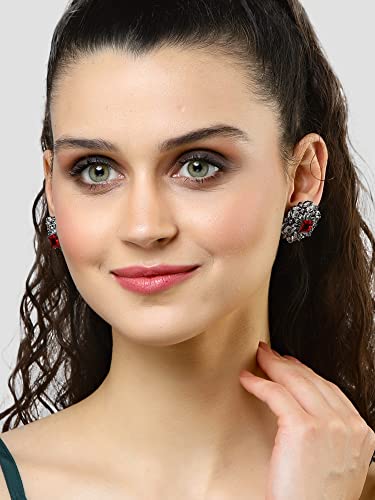 Image of Karatcart Women Green American Diamond Stud Earrings