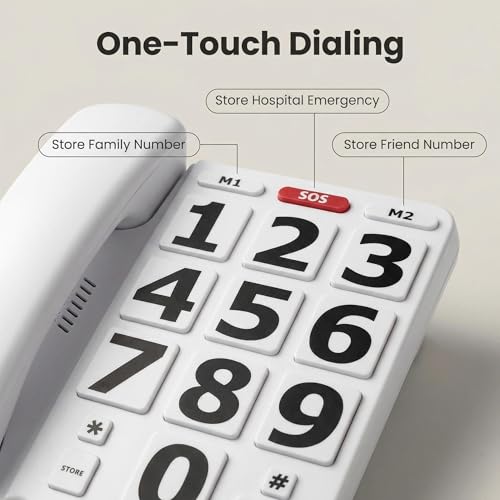 Téléphone fixe simple à grands boutons faciles à utiliser pour senior - 5