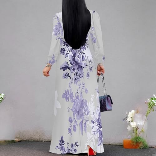 Image of PinkPatty Women's Long Sleeve Maxi Dress Plus Size Trendy Wedding Guest Dress with Pockets&Belt