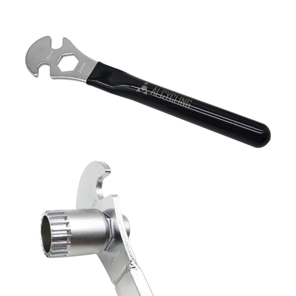 SagaSave 2 STÜCKE Fahrrad-Pedalschlüssel, langer Pedalschlüssel, 15 mm, Reparaturwerkzeug, professionell, mit super langer Hand, 15 mm, Silber