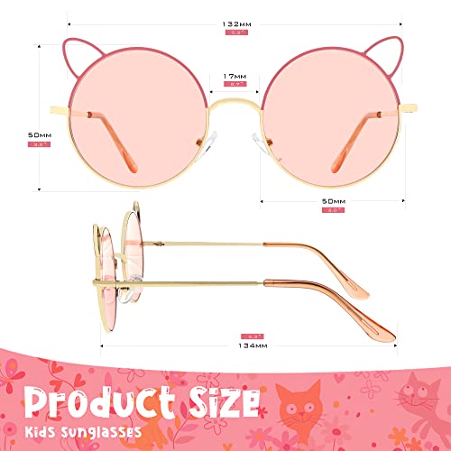 FAA'N Kids Sunglasses Boys Groovy Party Decorations Metal Cat Ears Round Girls Sunglasses Cute Gifts for Kids2