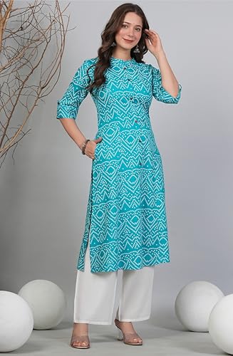 Image of rytras Women Woman Pure Cotton Printed A-Line Kurta Sets with Palazzos|Kurti Set for Woman|Cord Set for Women Cotton