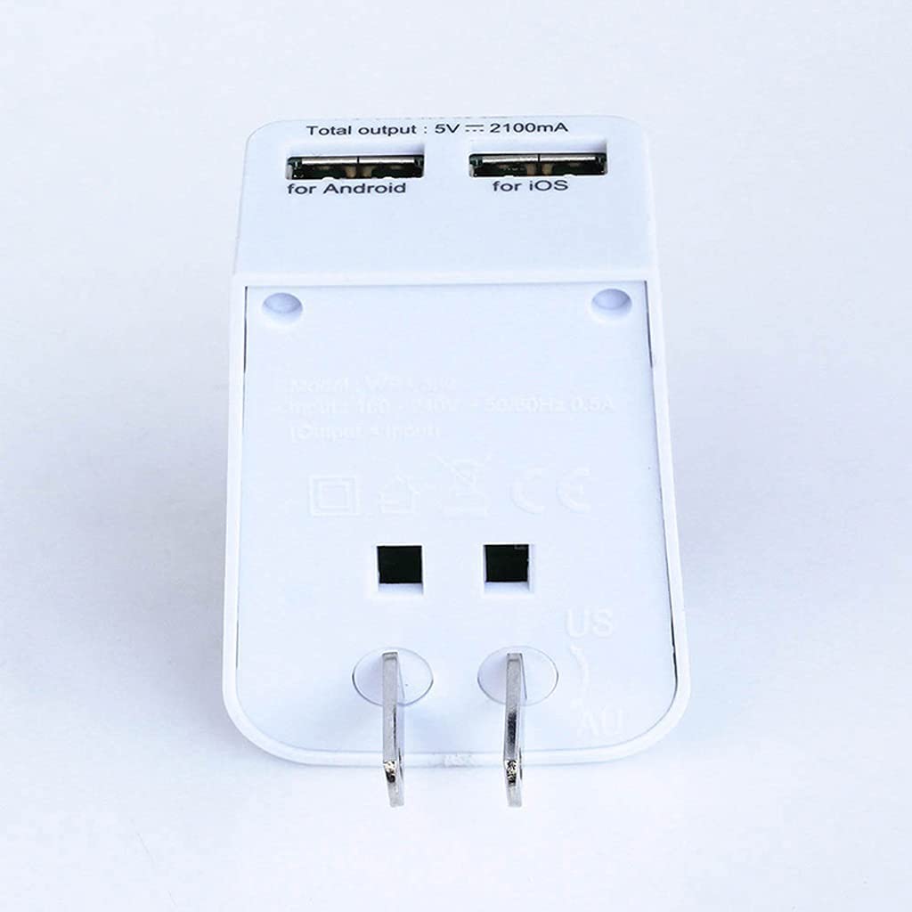 Adaptador de Viaje Universal con 2 Puertos USB Adaptador de Corriente Internacional ultracompacto con conexión a Tierra Segura para teléfonos móviles y portátiles