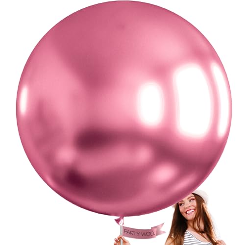 Image of PartyWoo Metallic Pink Large Balloons 4 pcs 36 Inch Giant Big Jumbo Pink Latex Balloons for Birthday Valentine's Day Wedding Baby Shower Anniversary Graduation Party Decorations Pink-G104