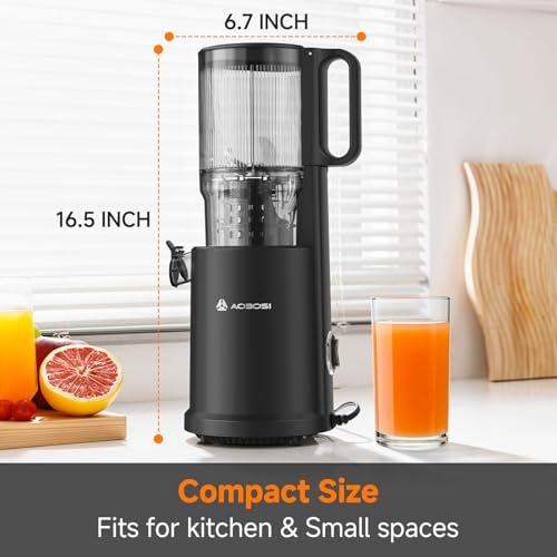 Cold Press Juicer Machines with 5.4" Wide Feed Chute, Slow Masticating Juicer Extractor for Whole Fruits & Vegetables, Quiet Motor, Easy to Clean with Brush, High Juice Yield, Red by AAOBOSI - Image 5