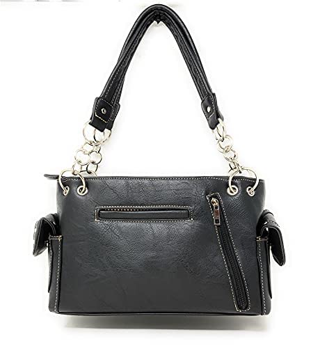 Texas West Women's Embroidered Metal Skull With Wings Purse Handbag and Wallet set2