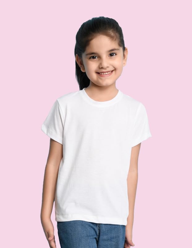 Image of Nusyl Girls Solid Cotton Blend Tshirts - Soft & Comfortable Half-Sleeves T-Shirts | Casual Wear for Kids & Teen Girls | Half Sleeves T-Shirts |- NUGCTSH001-PO2-1