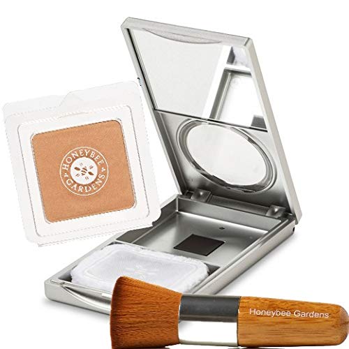 Honeybee Gardens First Step to Flawless Foundation Powder, Compact, Brush Set featuring Supernatural (Light Complexion)