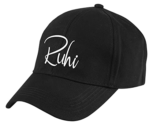 Image of AICA Personalised Name Cotton Cap for Men & Women � Black, Free Size | Gifts for Men & Women